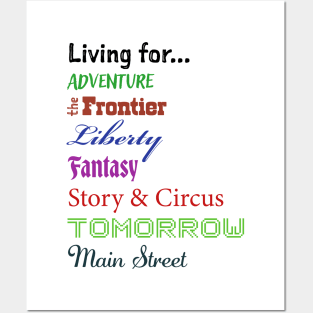 Disney Living for Adventure, Frontier, Liberty, Fantasy, Story & Circus, Tomorrow, Main Street - Walt Disney World, Disneyland Posters and Art